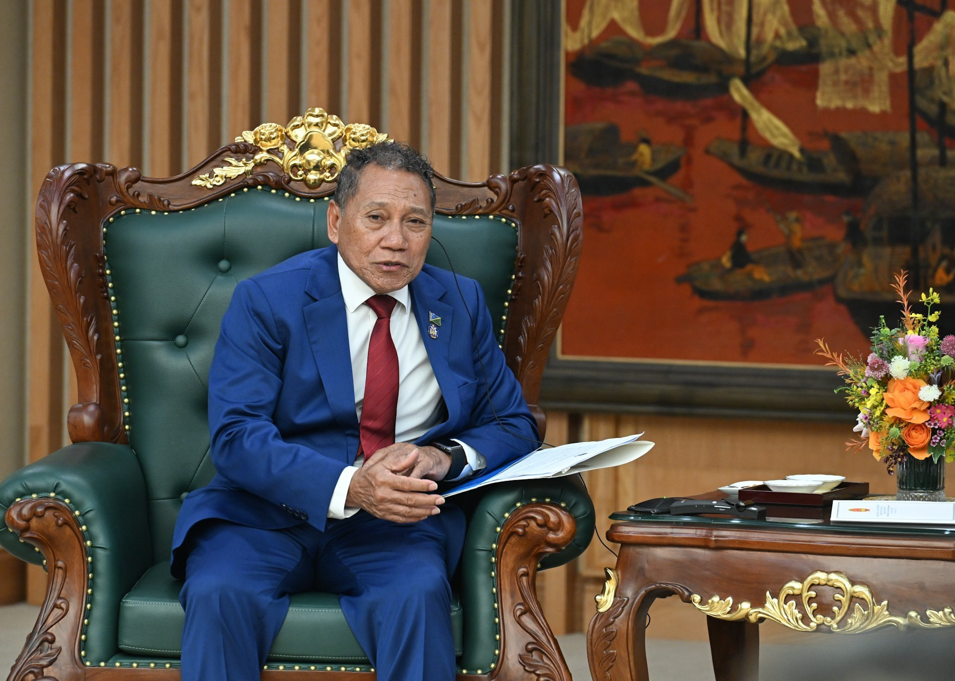 El ministro de Asuntos Exteriores y Comercio Exterior de las Islas Salomón, Peter Shanel Agovaka, en la cita.