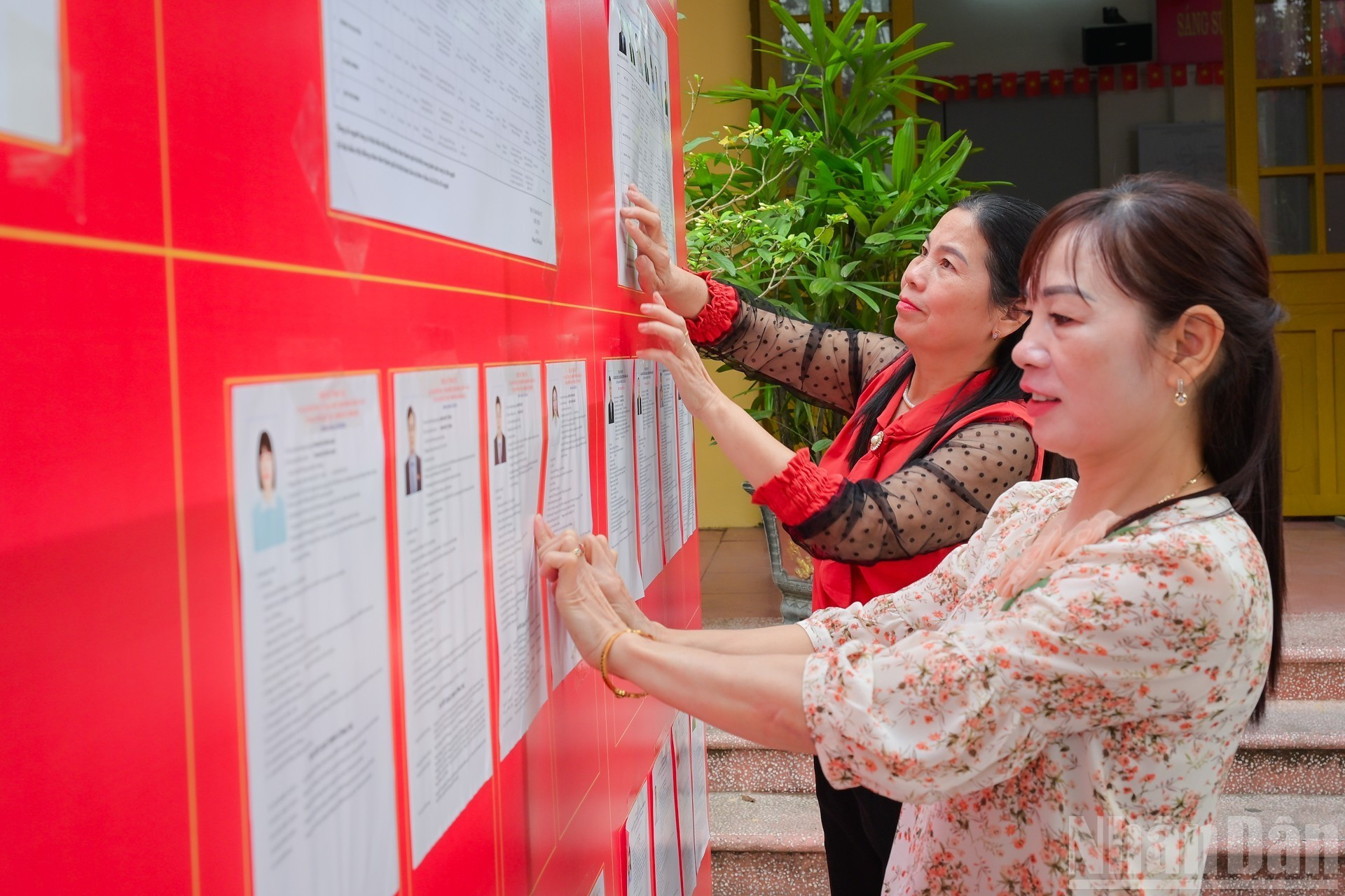 La lista de candidatos se exhibe en el punto electoral.
