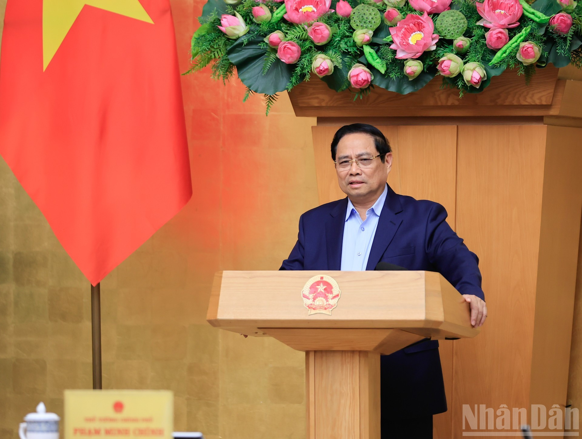 El primer ministro de Vietnam, Pham Minh Chinh, habla en la cita.
