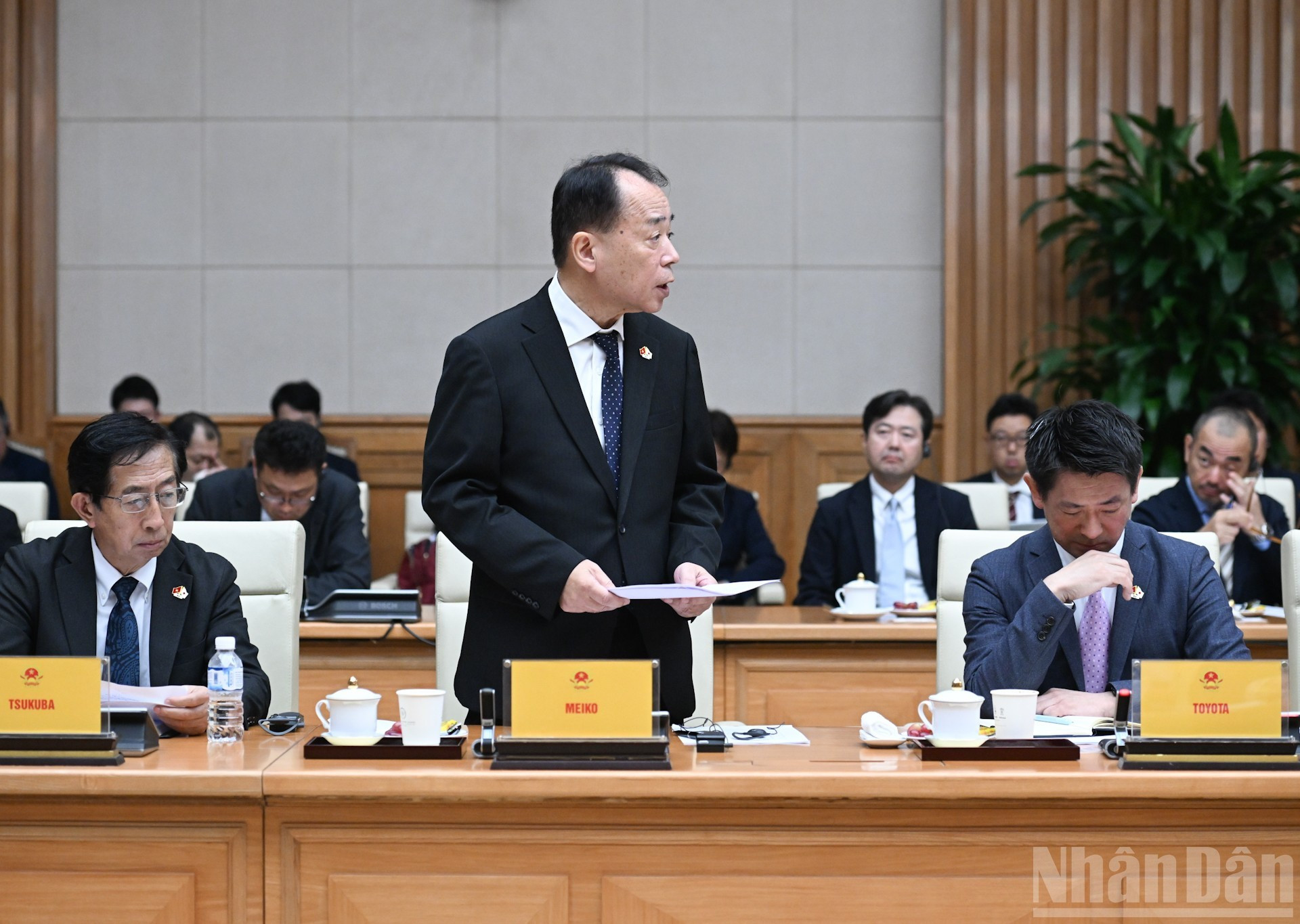 El director general de Meiko Vietnam,Tsuchibashi Akito, interviene en la cita.