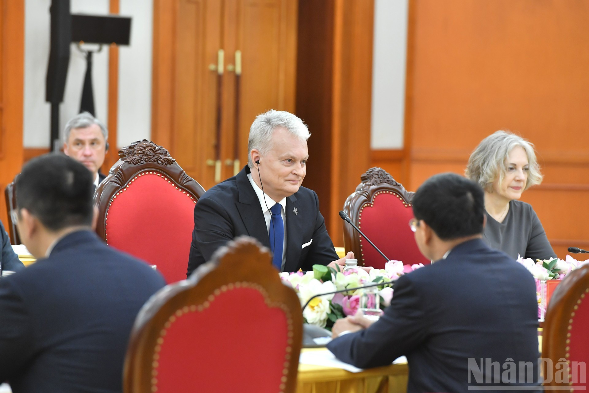 El presidente de Lituania, Gitanas Nausėda, interviene en la reunión.