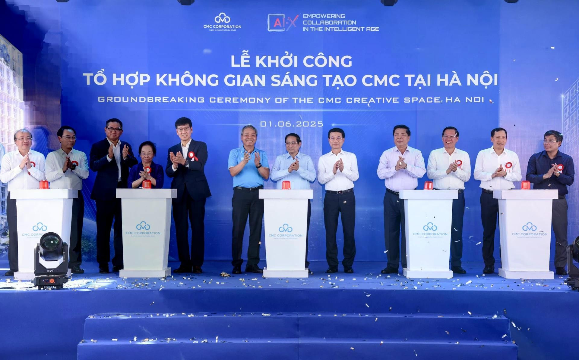 [Foto] Premier asiste a ceremonia de inicio de la construcción del Espacio Creativo CMC de Hanói 