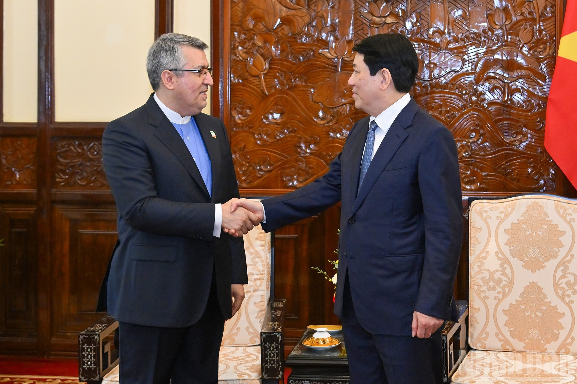 El presidente Luong Cuong recibe al embajador iraní, Ali Akbar Nazari.