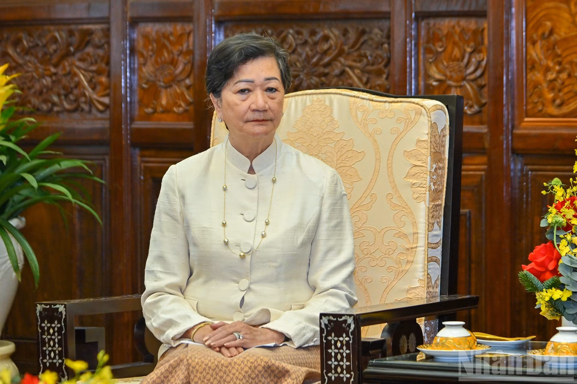La diplomática camboyana en el encuentro.