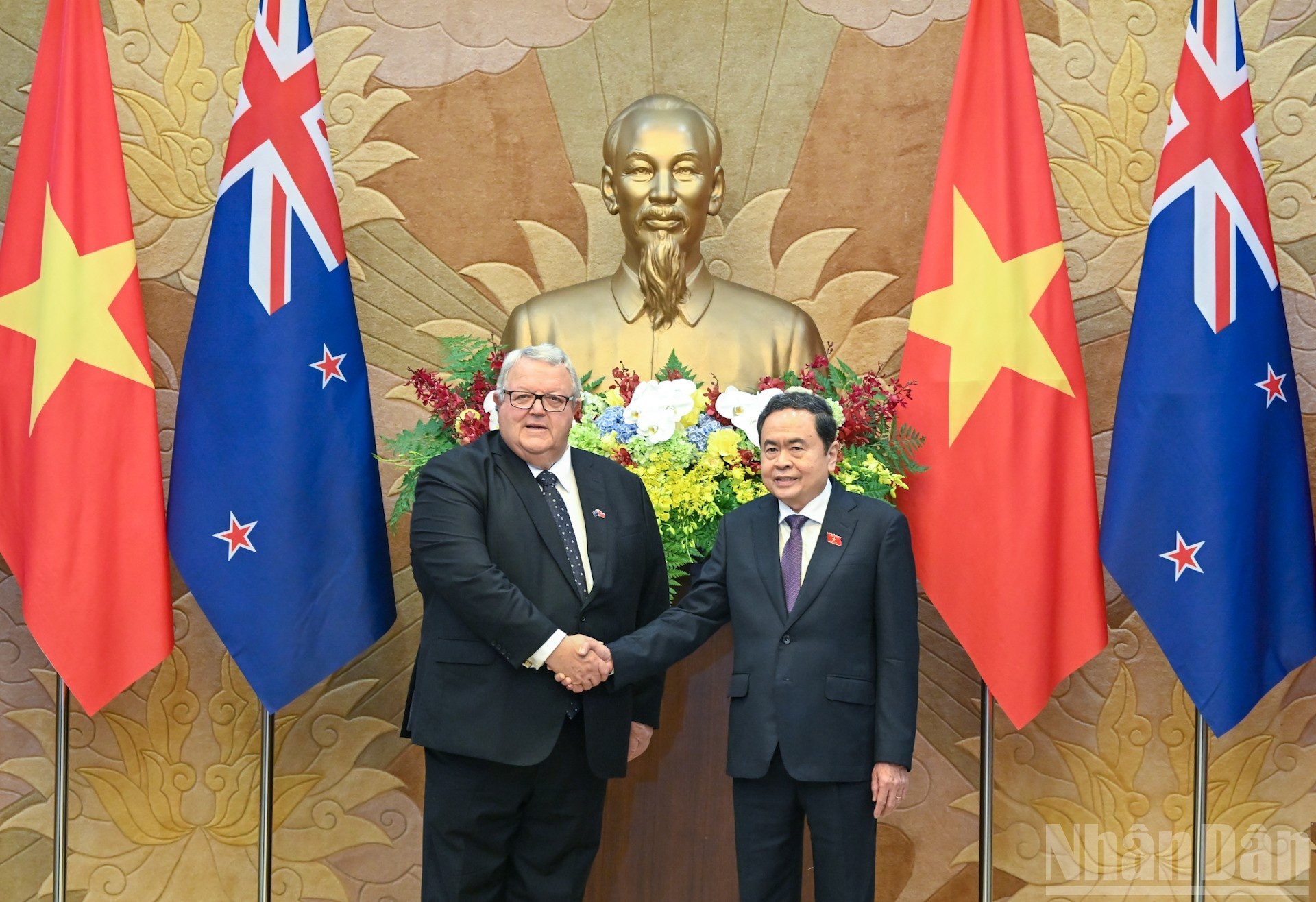 Ambos dirigentes en la reunión.