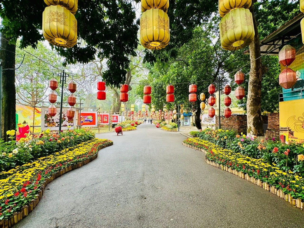 Las flores se emplean como un “material blando del tiempo”, para realzar la arquitectura y el eje espacial de la Ciudadela.