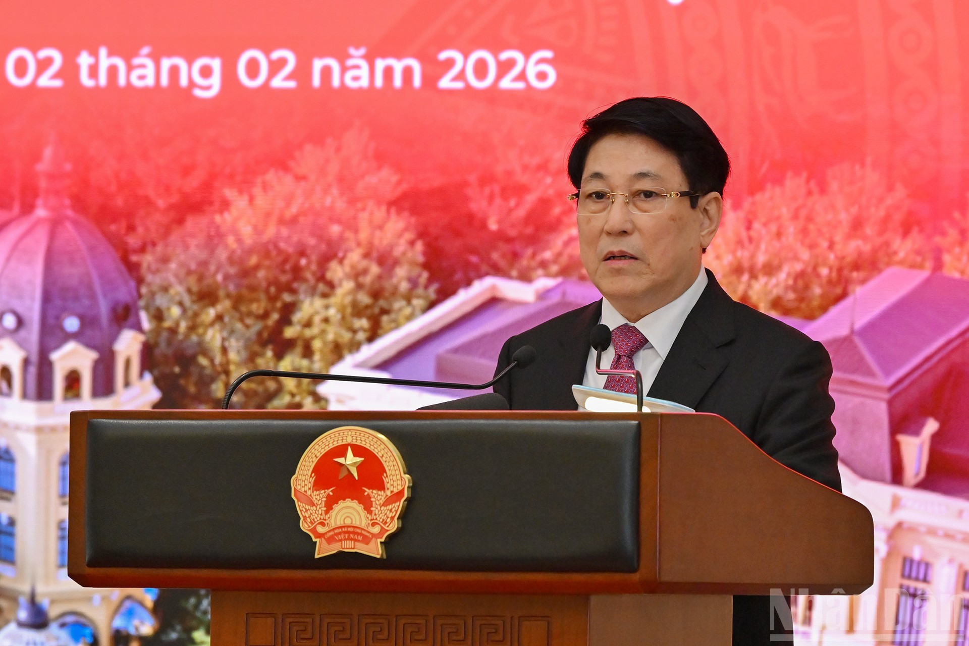 El presidente Luong Cuong habla en la actividad.