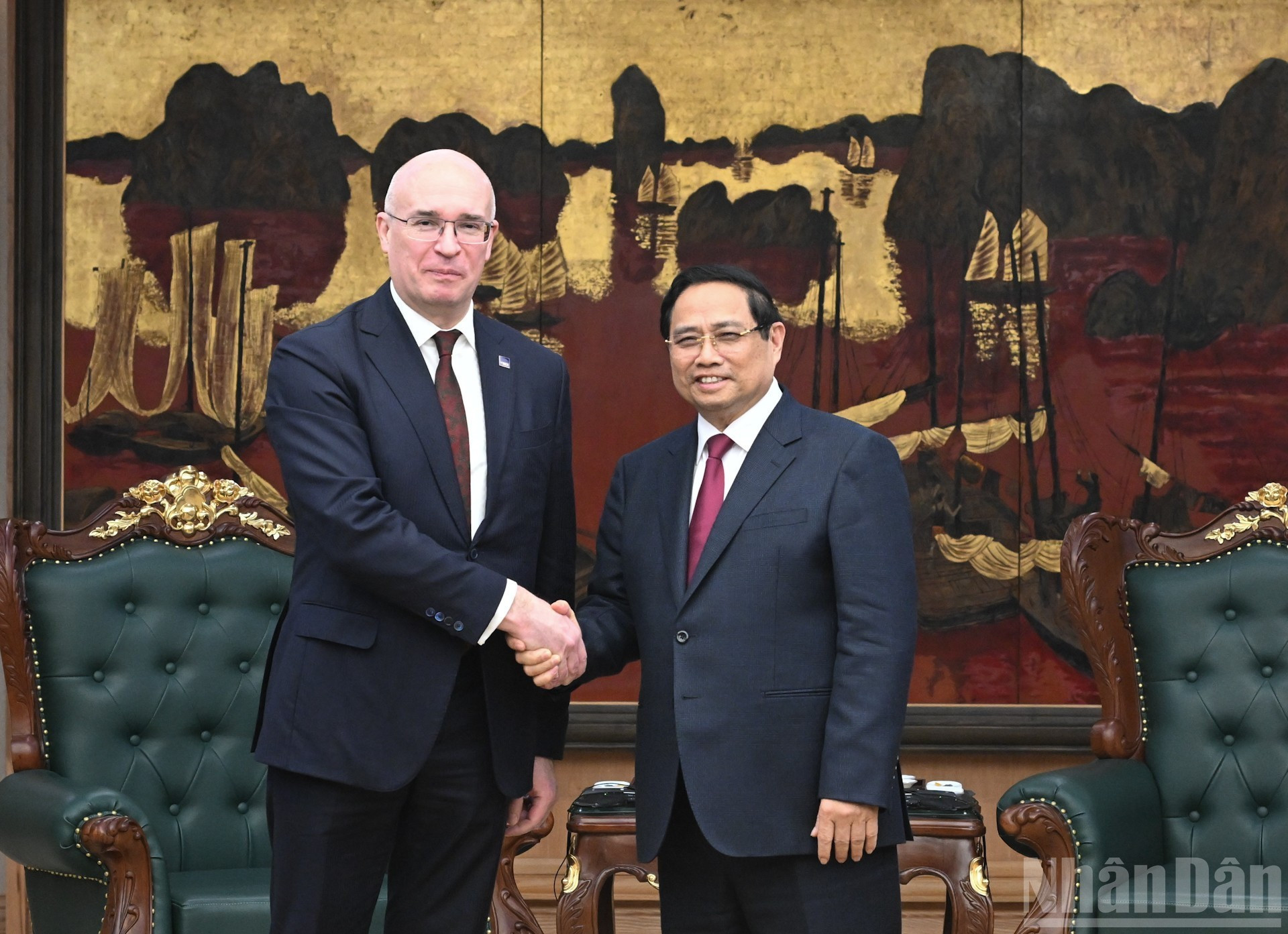 [Foto] Premier vietnamita recibe al director general de la agencia rusa TASS