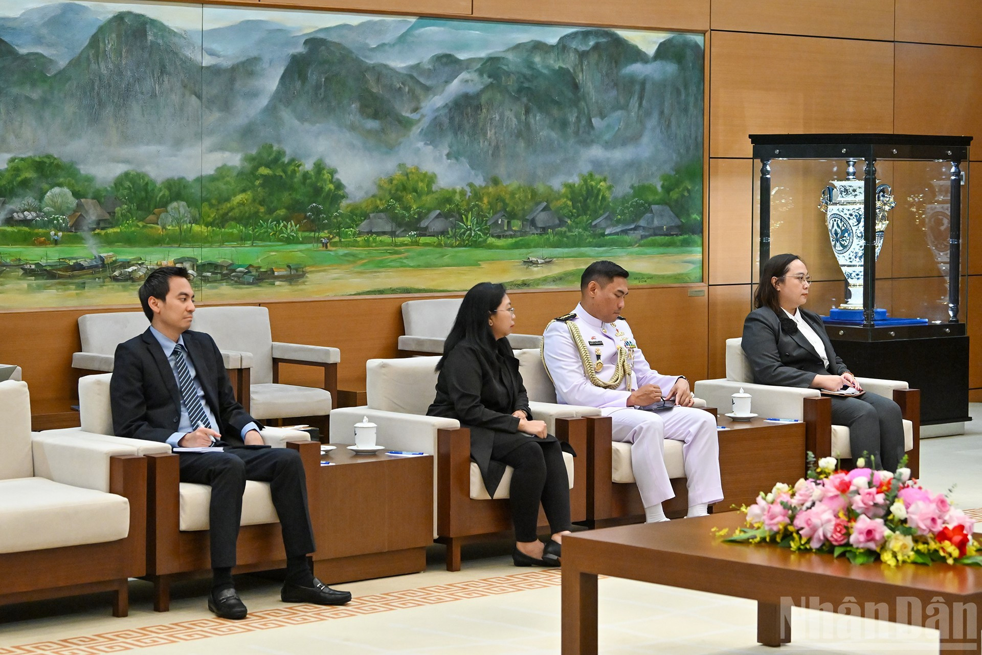 La delegación indonesia en la recepción.