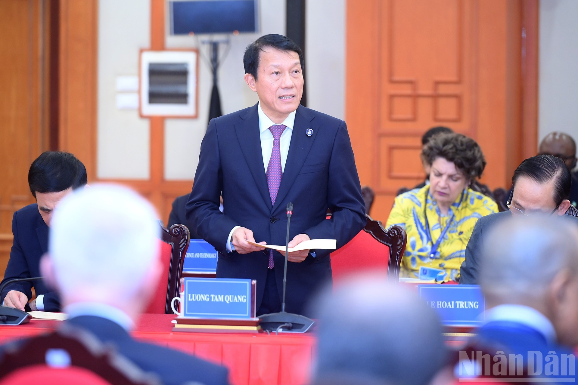 El ministro de Seguridad Pública, Luong Tam Quang, interviene en el evento. El ministro de Seguridad Pública, Luong Tam Quang, interviene en el evento.
