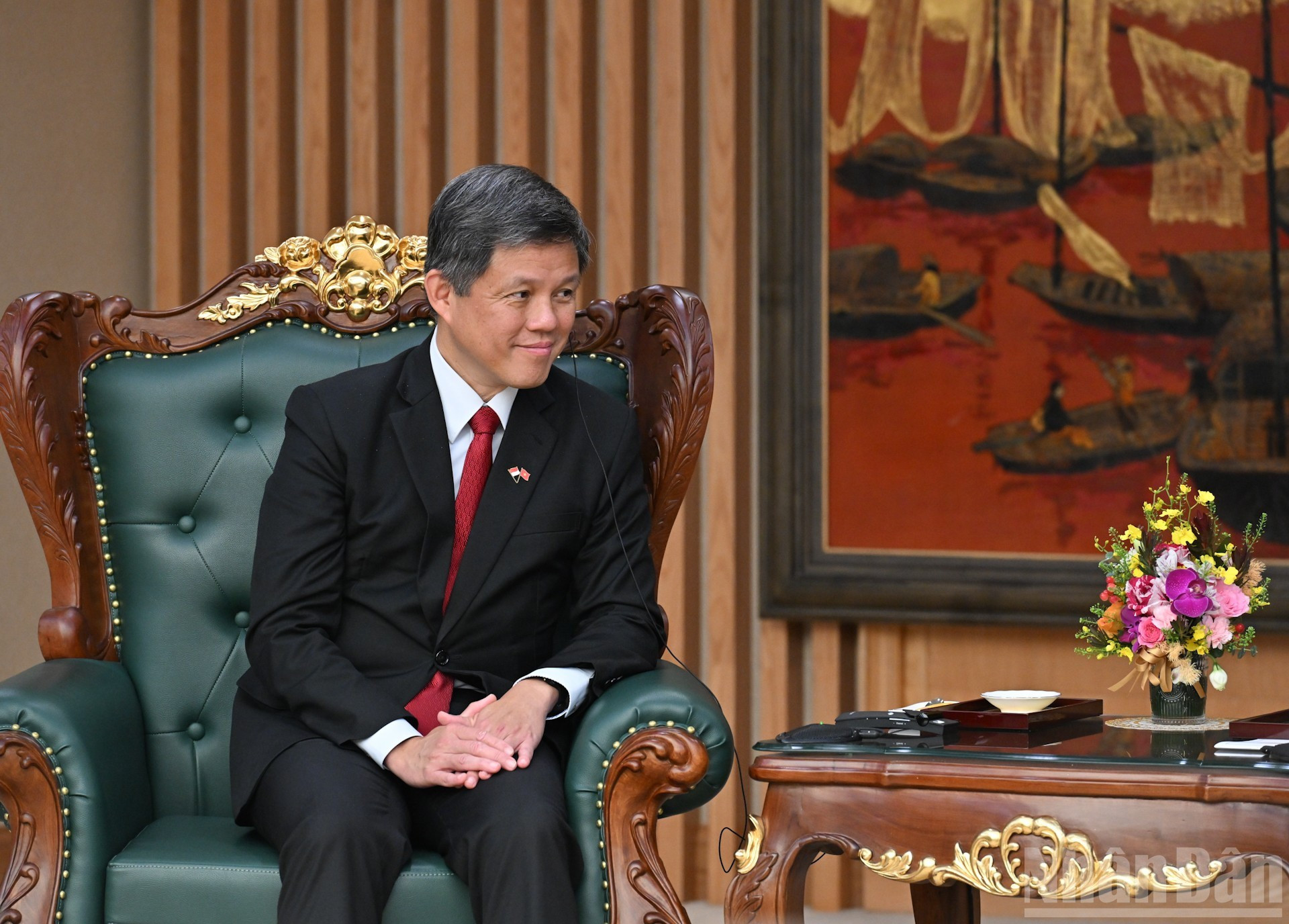 Chan Chun Sing interviene en el evento.