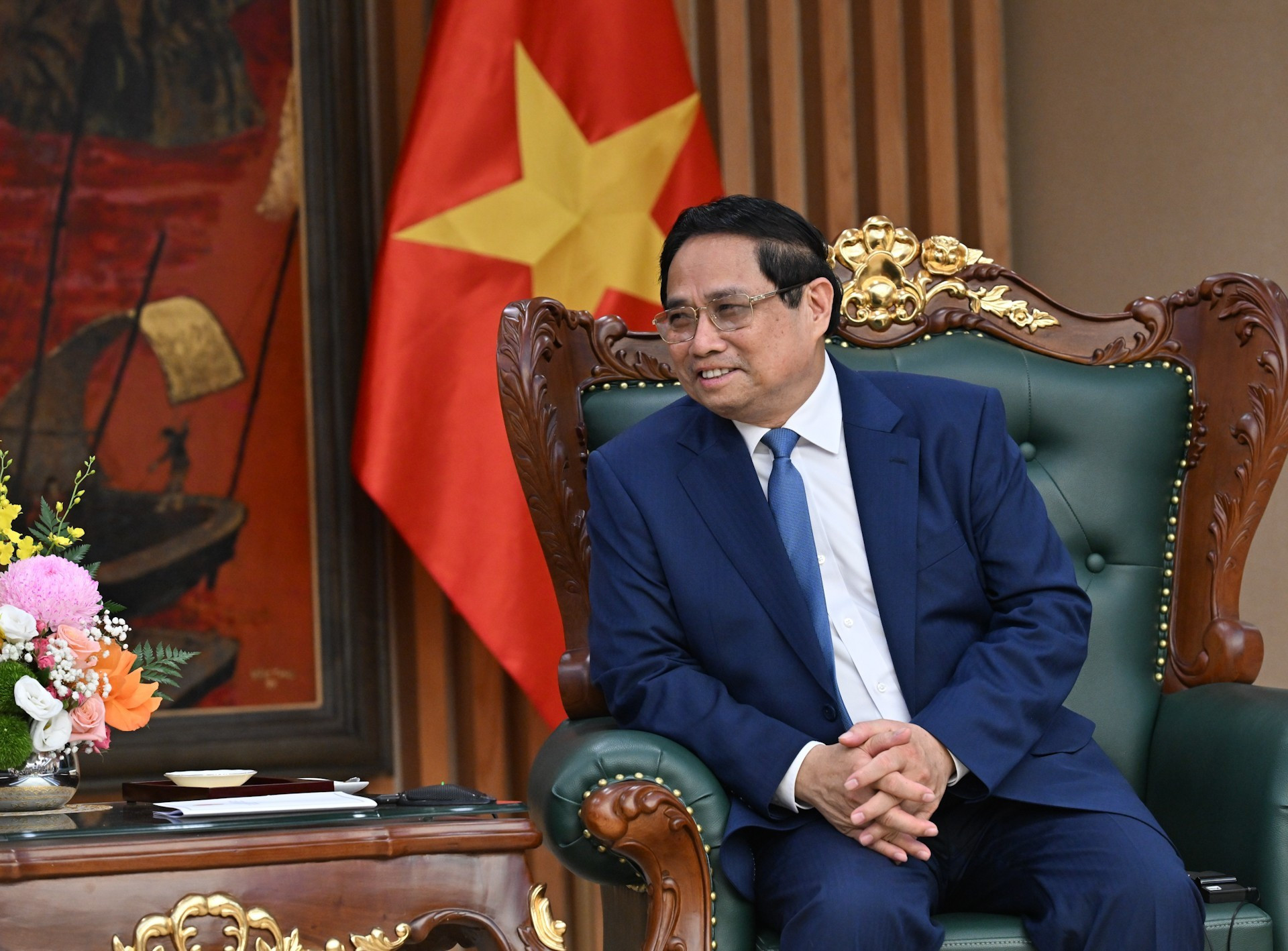 El dirigente vietnamita habla en el encuentro. El dirigente vietnamita habla en el encuentro.