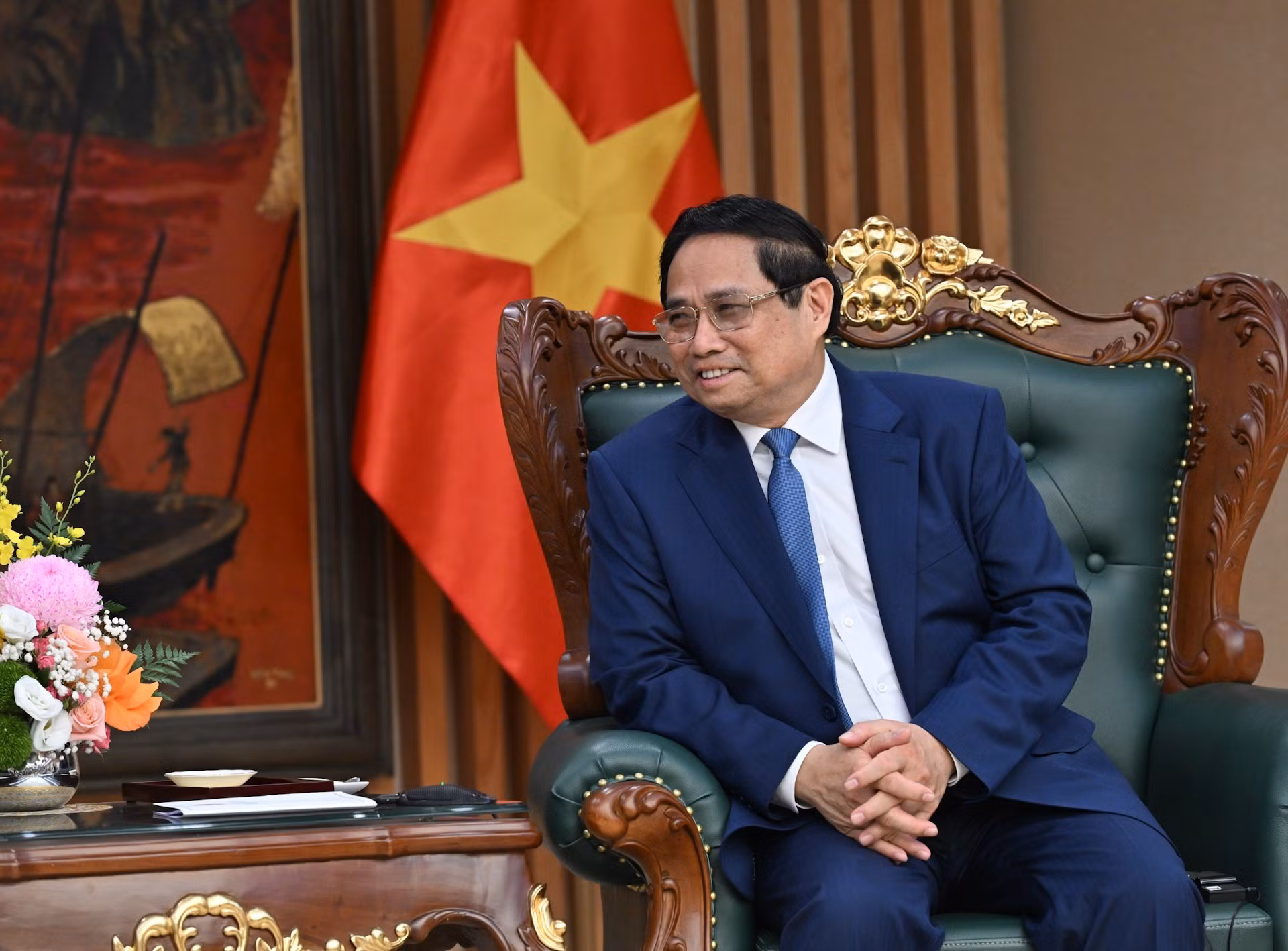 El dirigente vietnamita habla en el encuentro.