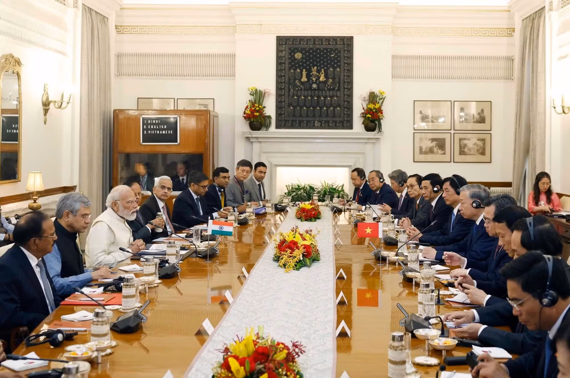 En la reunión entre los dirigentes de Vietnam y la India.