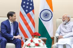 El primer ministro de la India, Narendra Modi, recibe al secretario de Estado de Estados Unidos, Marco Rubio. (Foto: X@narendramodi)