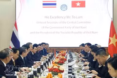 Vista de la reciente conversación entre el secretario general del Partido Comunista y presidente de Vietnam, To Lam, y el primer ministro tailandés, Anutin Charnvirakul. (Foto: VNA)