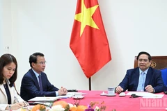 El primer ministro de Vietnam, Pham Minh Chinh, en la conversación telefónica sostenida el 9 de marzo con el primer ministro y titular de Relaciones Exteriores de Catar, Mohammed bin Abdulrahman bin Jassim Al-Thani. (Foto: Nhan Dan)