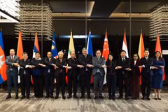 Representantes diplomáticas de Asean y Rusia en la reunión. (Foto: Ministerio de Relaciones Exteriores de Vietnam)