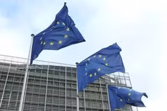 Bandera de la Unión Europea en Bruselas (Bélgica). (Foto: Xinhua/VNA)