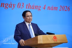 El primer ministro de Vietnam, Pham Minh Chinh, interviene en la cita. (Foto: VNA)