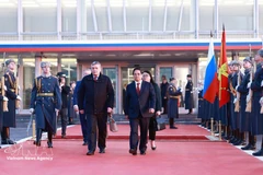 Acto de despedida al primer ministro de Vietnam, Pham Minh Chinh, en el Aeropuerto Vnukovo 2, en Moscú. (Foto: VNA)