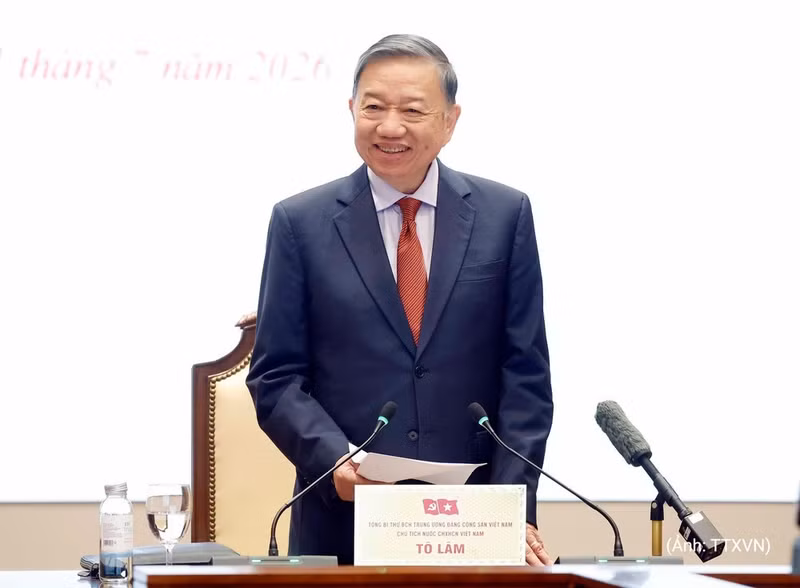 El secretario general del Partido Comunista de Vietnam y presidente del país, To Lam, interviene en el acto. (Foto: VNA)