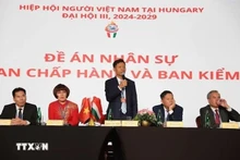 El presidente de la Asociación de Vietnamitas en Hungría, Vu Quy Duong, interviene en el evento. (Foto: VNA)