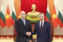El secretario general del PCV, To Lam (derecha), recibe al presidente búlgaro, Rumen Radev (Foto: VNA)