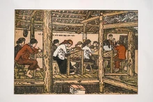 La pintura "En una clase del Movimiento de Universalización del Aprendizaje" del artista Nguyen The Vinh. (Foto: Museo de Bellas Artes de Vietnam)