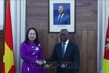 La vicepresidenta vietnamita Vo Thi Anh Xuan se reúne con el primer ministro de Mozambique, Adriano Maleiane. (Foto: VNA)