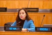 La ministra consejera Le Thi Minh Thoa, jefa adjunta de la delegación vietnamita ante la ONU, en una sesión del Consejo de Seguridad. (Foto: VNA)