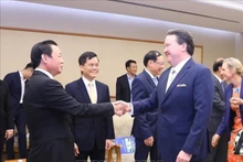 El viceprimer ministro vietnamita Tran Hong Ha (izquierda) y el embajador de Estados Unidos en Vietnam, Marc E. Knapper. (Foto: VNA)