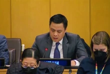 El embajador Dang Hoang Giang, representante permanente de Vietnam ante las Naciones Unidas (ONU) en la sesión. (Fotografía: VNA)