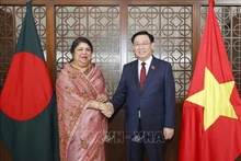 El presidente de la Asamblea Nacional de Vietnam, Vuong Dinh Hue, se reúne con la presidenta del Jatiya Sangsad de Bangladesh, Shirin Sharmin Chaudhury. (Foto: VNA)