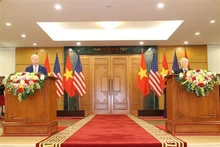 El secretario general de Vietnam, Nguyen Phu Trong, y el presidente estadounidense Joe Biden en la conferencia de prensa conjunta el 10 de septiembre de 2023. (Foto: VNA)