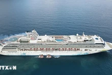 El crucero Resorts World One lleva a más de dos mil turistas internacionales a la isla de Con Dao. (Foto: VNA)
