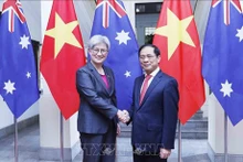 El ministro de Relaciones Exteriores de Vietnam, Bui Thanh Son, recibe a su homóloga australiana, Penny Wong. (Foto: VNA)