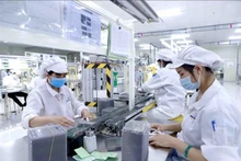La producción de componentes electrónicos en la empresa Youngbag ViiNa en el parque industrial Binh Xuyen, provincia de Vinh Phuc. (Foto de ilustración: VNA)
