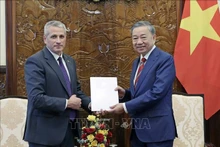 El presidente vietnamita, To Lam, y el flamante embajador de Bielorrusia, Uladzimir Baravikou. (Foto: VNA)