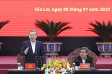 El secretario general del Partido Comunista de Vietnam (PCV), To Lam, en el encuentro de trabajo. (Foto: VNA)