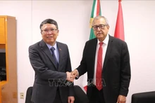 Pedro Vázquez González (derecha), presidente de la Comisión de Relaciones Exteriores de la Cámara de Diputados de México, recibe al embajador vietnamita en el país latinoamericano, Nguyen Van Hai. (Foto: VNA)