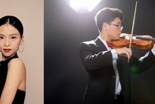 Dos talentos músicales de Vietnam, Tran Le Bao Quyen (izquierda) y Cao Hoang Linh. (Fotografía: thanhnien.vn)