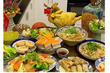 Un banquete tradicional del Tet de Hanoi.