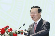 El presidente de Vietnam, Vo Van Thuong, interviene en la cita. (Foto: VNA)
