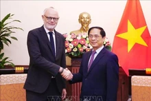 El ministro de Relaciones Exteriores, Bui Thanh Son, recibe al ex primer ministro de Francia, Edouard Philippe. (Fotografía: VNA)