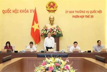 El presidente de la Asamblea Nacional, Tran Thanh Man, interviene en la 35 reunión del Comité Permanente de la Asamblea Nacional (Foto: VNA)