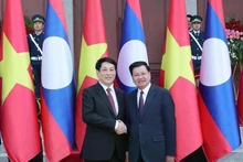 El presidente vietnamita, Luong Cuong, (izquierda) y el secretario general del Partido Popular Revolucionario y presidente de Laos, Thongloun Sisoulith, se toman una foto juntos. (Foto: VNA)