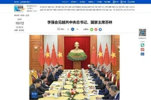 Xinhua informa sobre la reunión entre el primer ministro chino, Li Qiang, y el secretario general del Partido Comunista y presidente de Vietnam, To Lam (Foto: VNA)