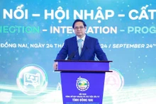 El primer ministro vietnamita, Pham Minh Chinh, habla en el evento. (Foto: VNA)