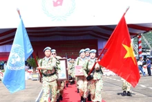 Despiden a equipos vietnamitas para misiones de mantenimiento de paz de la ONU. (Foto: VNA)